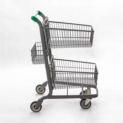 High Quality Double Basket Shopping Cart Two layer Storage Supermarket  Trolley