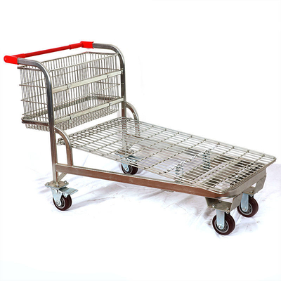 4 Wheels Load Capacity 500KG Heavy Duty Supermarket Transport Cargo Warehouse Platform Cart Trolley
