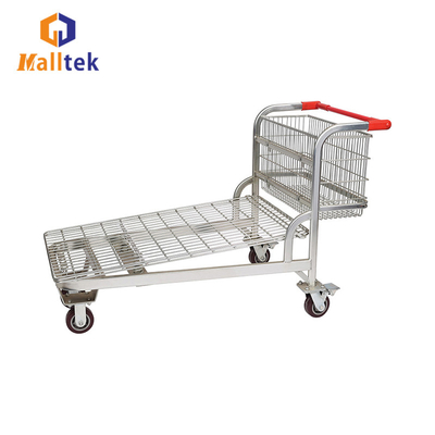 4 Wheels Load Capacity 500KG Heavy Duty Supermarket Transport Cargo Warehouse Platform Cart Trolley