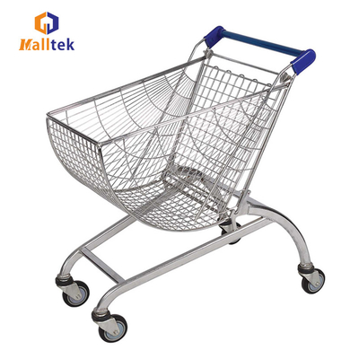 Fan Shaped V  Type Foot Metal Shopping Trolley Cart For Supermarket