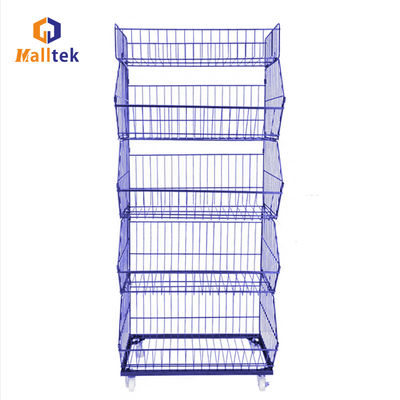 Customized Supermarket Rolling Metal Wire Container Promotion Mesh Cage With Wheels