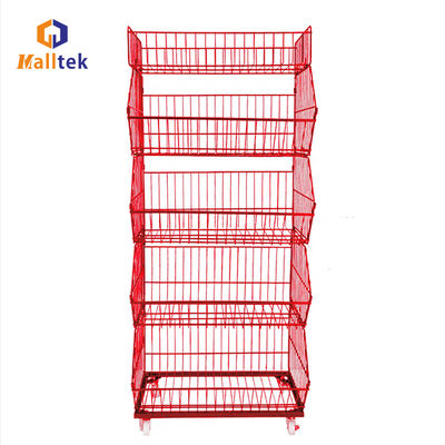 Supermarket Rolling Metal Wire Container Promotion Mesh Cage With Wheels
