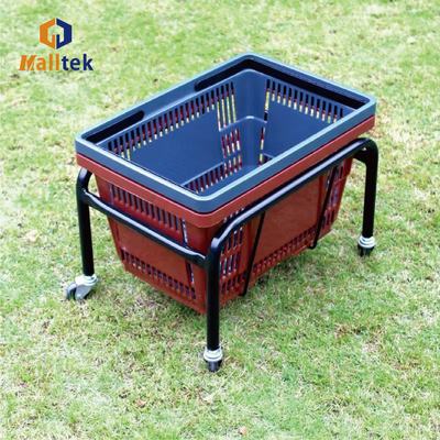 Black Or Silver Shopping Basket Holder With Four-wheel 2" Caster