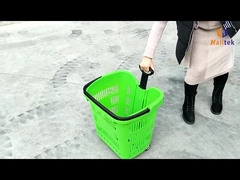 대용량 플라스틱 슈퍼마켓 쇼핑 카구니 손잡이와 2 개의 바퀴